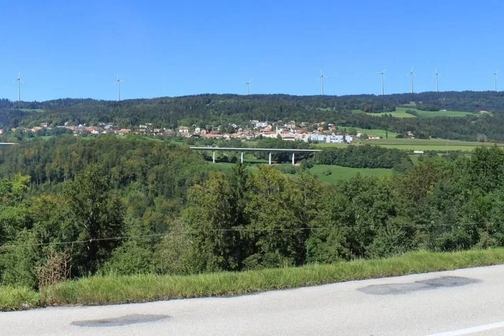 Landscape from Vallorbe in Switzerland showing the future Wind Power Plants
