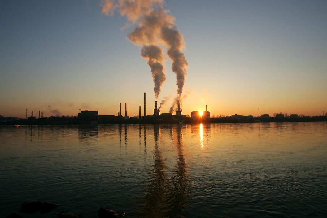 Csepel asset at sunrise A picture of the sunrise behind the Csepel asset