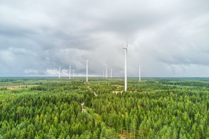 Windturbines in forest a couple of windturbines in the forest
